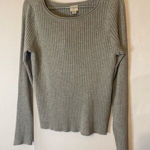 a new day Light Gray Ribbed Long Sleeve Pullover — XXL